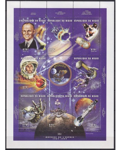 F-EX62730 NIGER MNH 1997 HISTORY SPACE FLIGHT COSMOS EXPLORATION ROCKET SATELLITE.