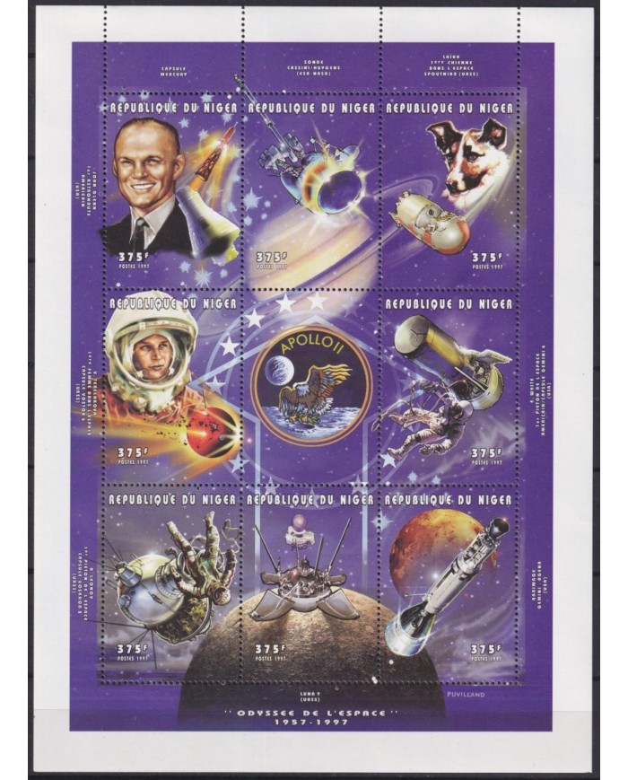 F-EX62730 NIGER MNH 1997 HISTORY SPACE FLIGHT COSMOS EXPLORATION ROCKET SATELLITE.