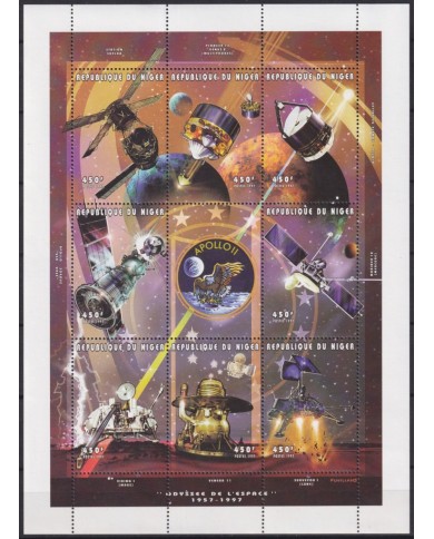 F-EX62730 NIGER MNH 1997 HISTORY SPACE FLIGHT COSMOS EXPLORATION ROCKET SATELLITE.