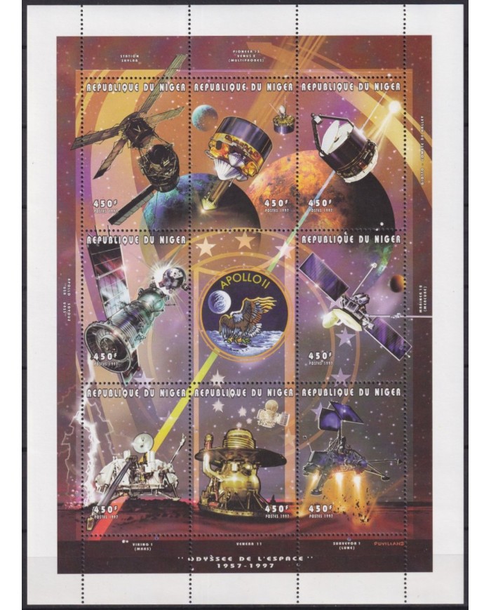 F-EX62730 NIGER MNH 1997 HISTORY SPACE FLIGHT COSMOS EXPLORATION ROCKET SATELLITE.