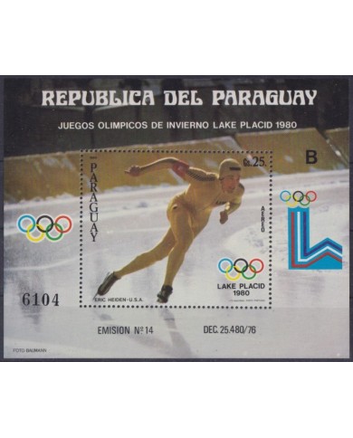 F-EX61814 PARAGUAY MNH 1980 WINTER OLYMPIC GAMES LAKE PLACID ARTISTIC GYM SKI.