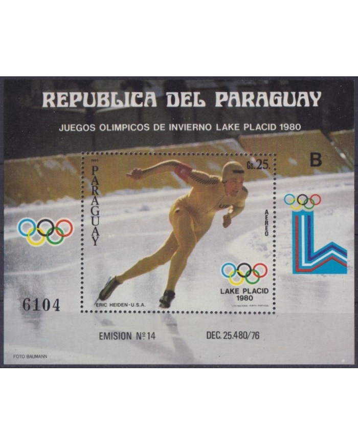 F-EX61814 PARAGUAY MNH 1980 WINTER OLYMPIC GAMES LAKE PLACID ARTISTIC GYM SKI.