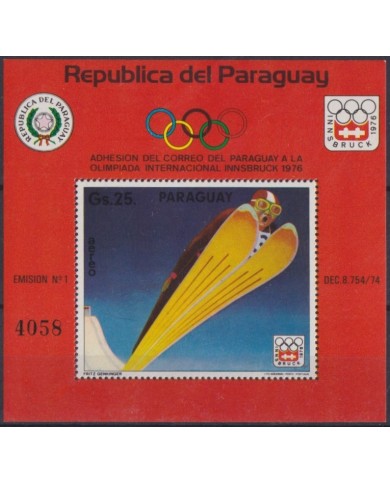 F-EX61815 PARAGUAY MNH 1975 WINTER OLYMPIC GAMES INNSBRUCK.