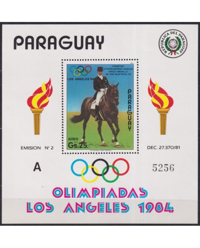 F-EX59880 PARAGUAY MNH 1984 LOS ANGELES OLYMPIC GAMES EQUESTRIAN.