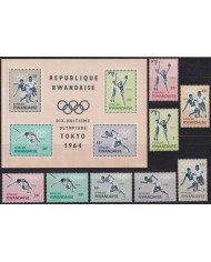 F-EX62872 RWANDA MNH 1964 TOKYO OLYMPIC GAMES ATHLETISM SOCCER BASKET.