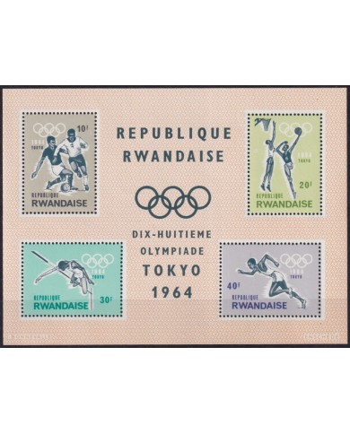 F-EX63619 RWANDA MNH 1964 TOKYO OLYMPIC GAMES ATHLETISM SOCCER BASKET.
