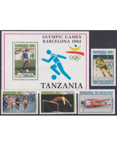 F-EX63052 TANZANIA MNH 1992 BARCELONA OLYMPIC GAMES ICE HOCKEY ATHLETISM.