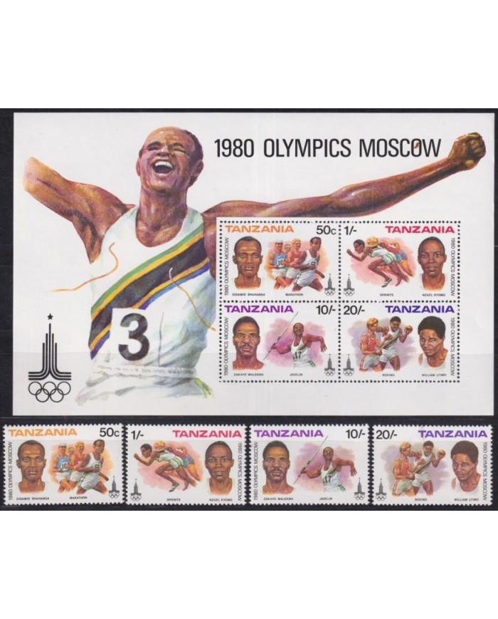 F-EX63616 TANZANIA MNH 1980 MOSCOW OLYMPIC GAMES JAVELIN BOXING ATHLETISM.