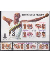 F-EX63616 TANZANIA MNH 1980 MOSCOW OLYMPIC GAMES JAVELIN BOXING ATHLETISM.