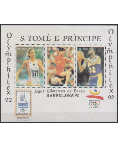 F-EX62744 SAO TOME I PRICIPE MNH 1992 BARCELONA OLYMPIC GAMES ATHLETISM BASKET.