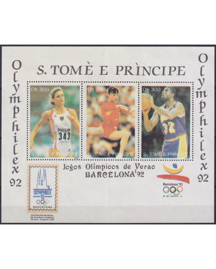 F-EX62744 SAO TOME I PRICIPE MNH 1992 BARCELONA OLYMPIC GAMES ATHLETISM BASKET.