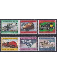 F-EX63249 CENTRAL AFRICA MNH 1982 TRANSPORTS RAILROAD CAR SHIP AIRPLANE AVION.