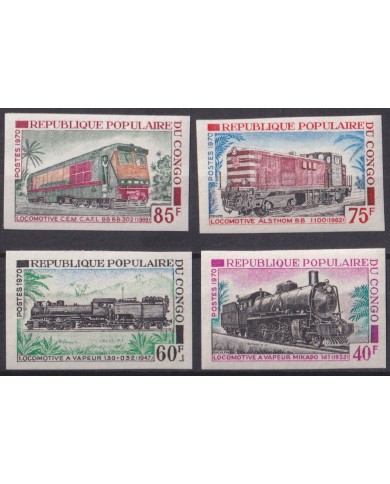 F-EX63228 CONGO MNH 1970 IMPERF RAILROAD RAILWAYS TRAIN FERROCARRIL LOCOMOTIVES.