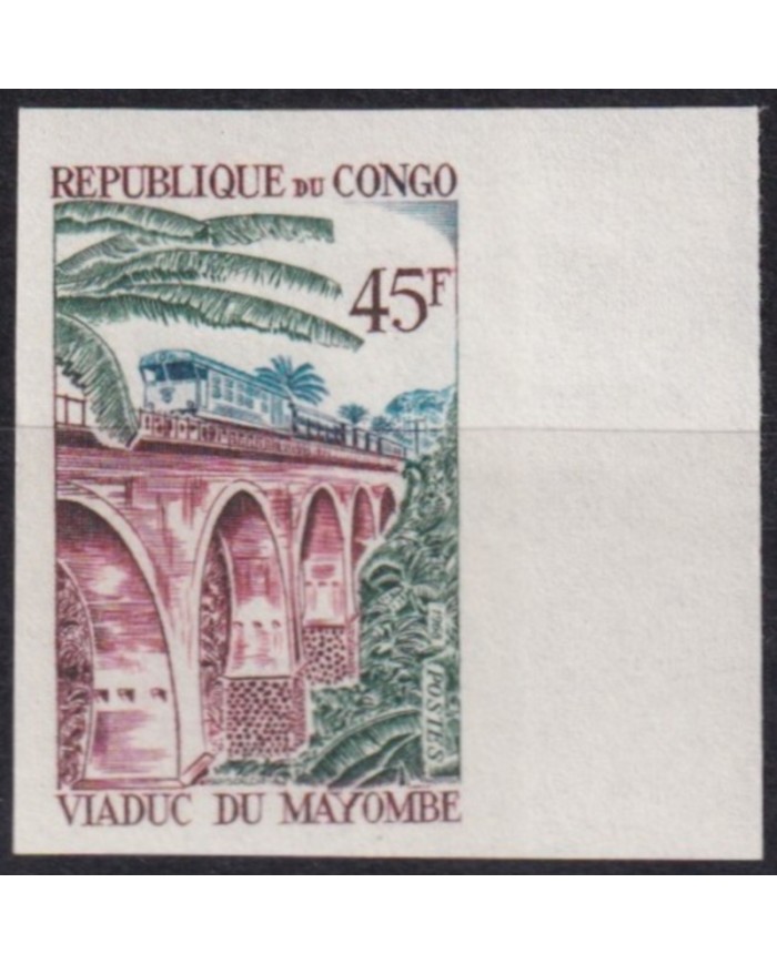 F-EX63591 CONGO MNH 1968 IMPERF VIADUCT MAYOMBE BRIDGE RAILROAD TRAIN FERROCARRIL LOCOMOTIVES.