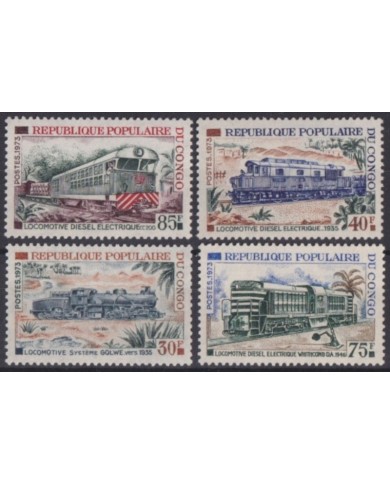 F-EX63577 CONGO MNH 1973 ELECTRIC RAILROAD TRAIN FERROCARRIL LOCOMOTIVES.