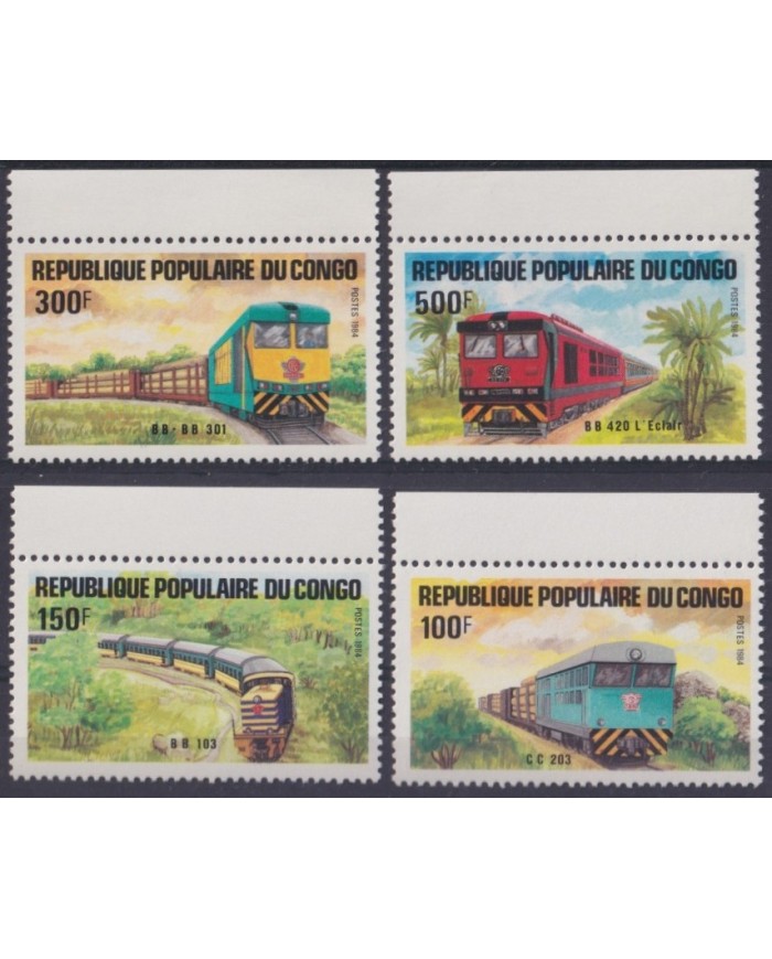 F-EX63587 CONGO MNH 1984 RAILROAD TRAIN FERROCARRIL LOCOMOTIVE.