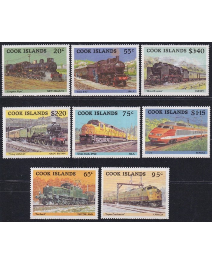 F-EX62856 COOK IS MNH 1985 RAILROAD RAILWAYS FERROCARRIL TRAIN LOCOMOTIVE.