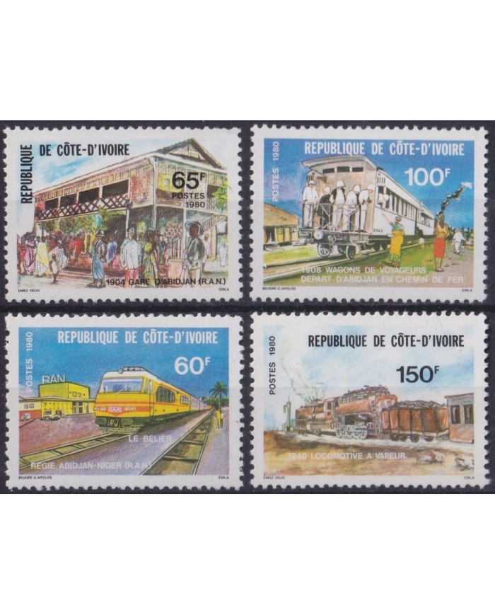 F-EX63325 YVORY COAST MNH 1980 RAILROAD RAILWAYS FERROCARRIL TRAIN LOCOMOTIVE.
