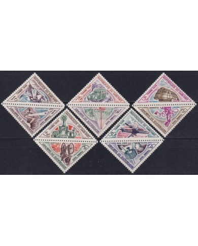 F-EX63326 DAHOMEY MNH 1967 POSTAGE DUE RAILROAD AUTO TELEPHON AIRPLANE SHIP.