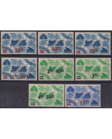F-EX63348 DJIBOUTI ORIGINAL GUM 1945 NEW VALUE OVERPRINT RAILROAD SHIP BARCO FERROCARRIL TRAIN.