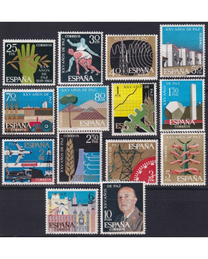 F-EX62771 ESPAÑA SPAIN MNH 1957 XXV YEAR OF PEACE RAILROAD HAND INDUSTRY AVION.