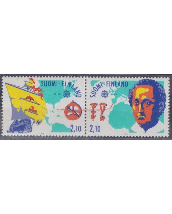F-EX64223 FINLAD SOUMI MNH 1992 DISCOVERY COLON COLUMBUS SHIP BARCOS MAP.
