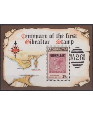 F-EX64225 GIBRALTAR MNH 1986 CENTENARY OF FIRST STAMPS MAP.
