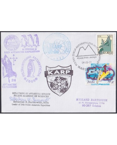 F-EX64198 POLAND 2001 ANTARCTIC EXPEDITION STATION KOREAN COVER.