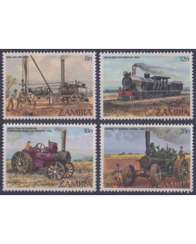 F-EX64062 ZAMBIA MNH 1983 RAILROAD LOCOMOTIVE RAILROAD TRAIN FERROCARRIL TRACTOR.
