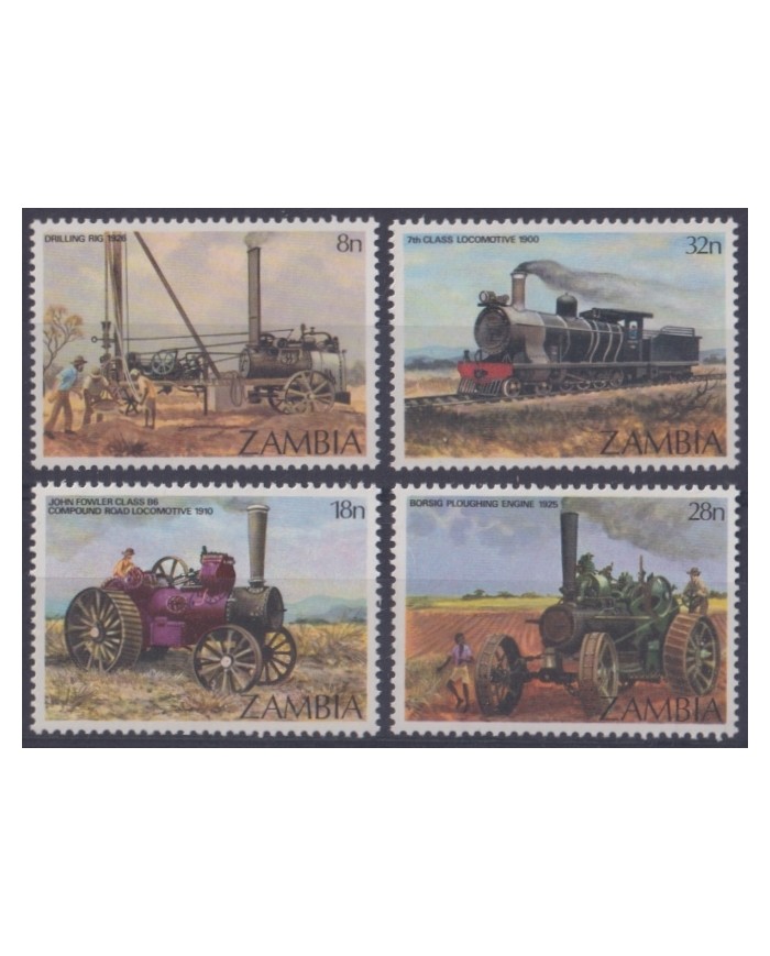 F-EX64062 ZAMBIA MNH 1983 RAILROAD LOCOMOTIVE RAILROAD TRAIN FERROCARRIL TRACTOR.