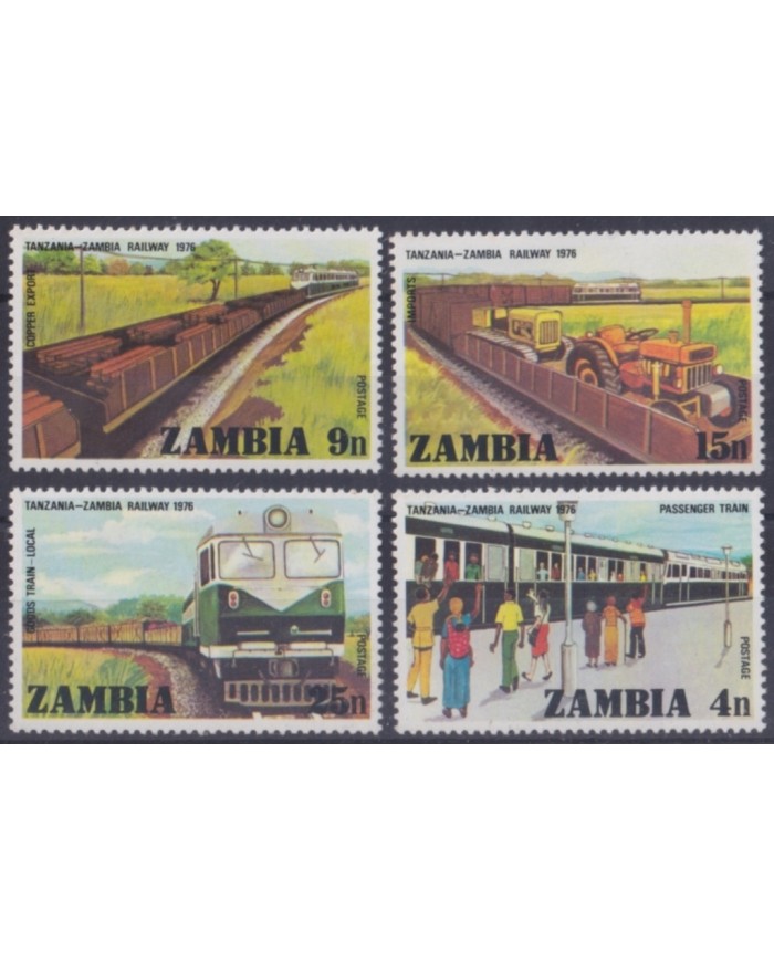 F-EX64061 ZAMBIA MNH 1976 RAILROAD LOCOMOTIVE RAILROAD TRAIN FERROCARRIL.