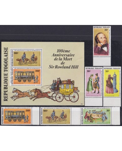 F-EX63759 TOGO MNH 1979 100th ANNIV ROWLAND HILL RAILROAD CARRIAGES CYCLES PÒSTMAN.