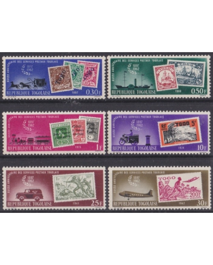 F-EX64042 TOGO MNH 1963 65th ANNIV OF POSTAL SERVICE RAILROAD SHIP PAQUEBOT AVION.