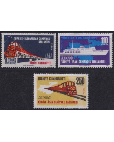 F-EX64051 TURKEY MNH 1971 RAILROAD SHIP CHEMIS DE FER LOCOMOTIVE TRAIN.