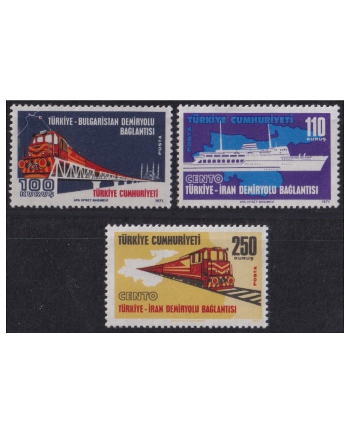 F-EX64051 TURKEY MNH 1971 RAILROAD SHIP CHEMIS DE FER LOCOMOTIVE TRAIN.