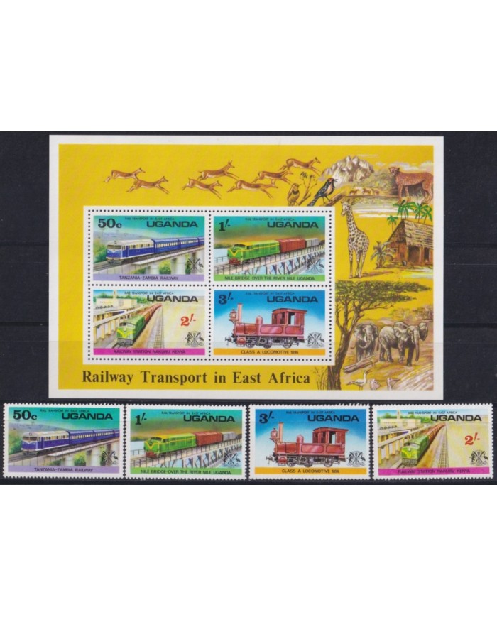 F-EX63762 UGANDA MNH 1976 RAILROAD FERROCARRIL CHEMIS DE FER LOCOMOTIVE.