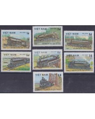 F-EX64054 VIETNAM MNH 1983 RAILROAD SHIP CHEMIS DE FER LOCOMOTIVE TRAIN.