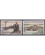 F-EX64056 YUGOSLAVIA MNH 1981 125th ANNIV DANUBE COMMISION RAILROAD SHIP BOAT.