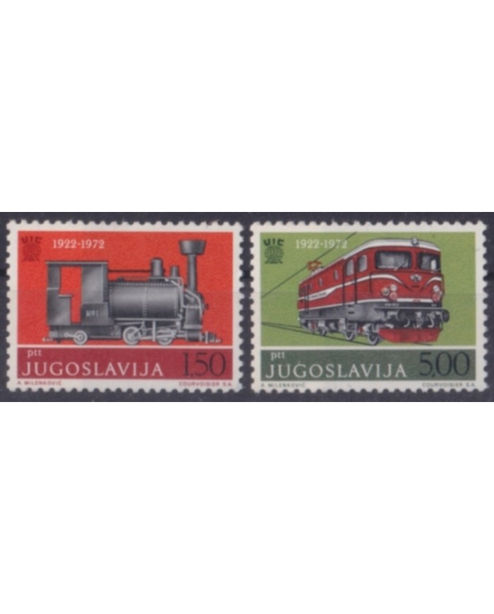 F-EX64058 YUGOSLAVIA MNH 1972 INTERN RAILROAD UNION CHEMIS DE FER LOCOMOTIVE.
