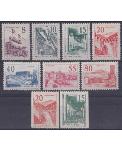 F-EX64060 YUGOSLAVIA MH 1959 DEFINITIVE SET ARCHITECTURE RAILROAD SHIP BOAT.