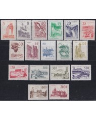 F-EX63764 YUGOSLAVIA MH 1961-62 DEFINITIVE SET ARCHITECTURE RAILROAD DEVELOPMENT.