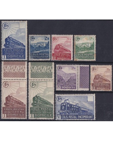 F-EX63351 FRANCE UNUSED 1941-42 COLIS POSTAUX LOT RAILROAD CHEMIS DE FER TRAIN.