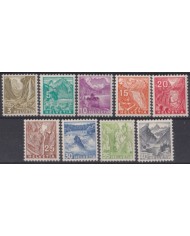 F-EX64020 SWITZERLAND 1948 MH DEFINITIVE SET ENGRAVING MOUNTAIN LANDSCAPE.