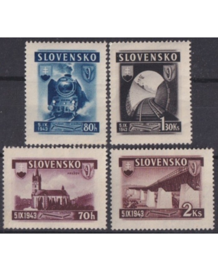 F-EX63349 SLOVAKIA MH 1943 WWII GERMANY OCCUPATION NEW RAILWAY TRAIN LOCOMOTIVE.