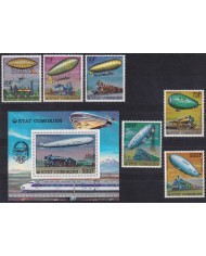 F-EX62855 COMORES MNH 1977 TRANSPORT ZEPPELIN RAILWAY TRAIN SHIP LOCOMOTIVE.