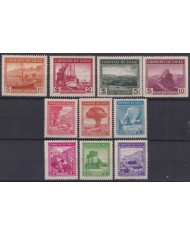 F-EX63504 CHILE MNH-MH 1942-46 SALITRE COPPER SHIP MINNING RAILWAY TRAIN SHIP LOCOMOTIVE.