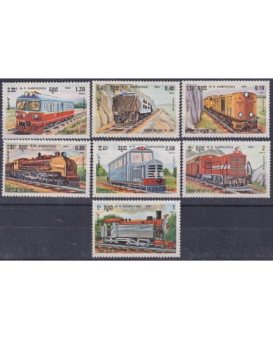 F-EX63319 CAMBODIA MNH 1984 CHEMIS DE FER RAILWAY TRAIN LOCOMOTIVE FERROCARRIL.