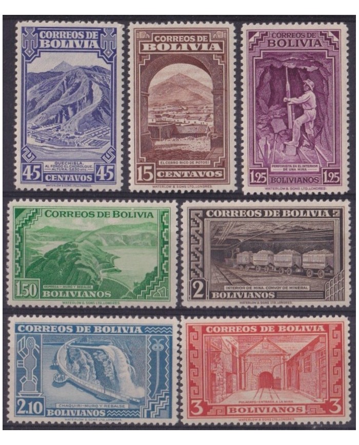 F-EX63892 BOLIVIA MNH 1943 MINING CHEMIS DE FER RAILWAY TRAIN LOCOMOTIVE FERROCARRIL.