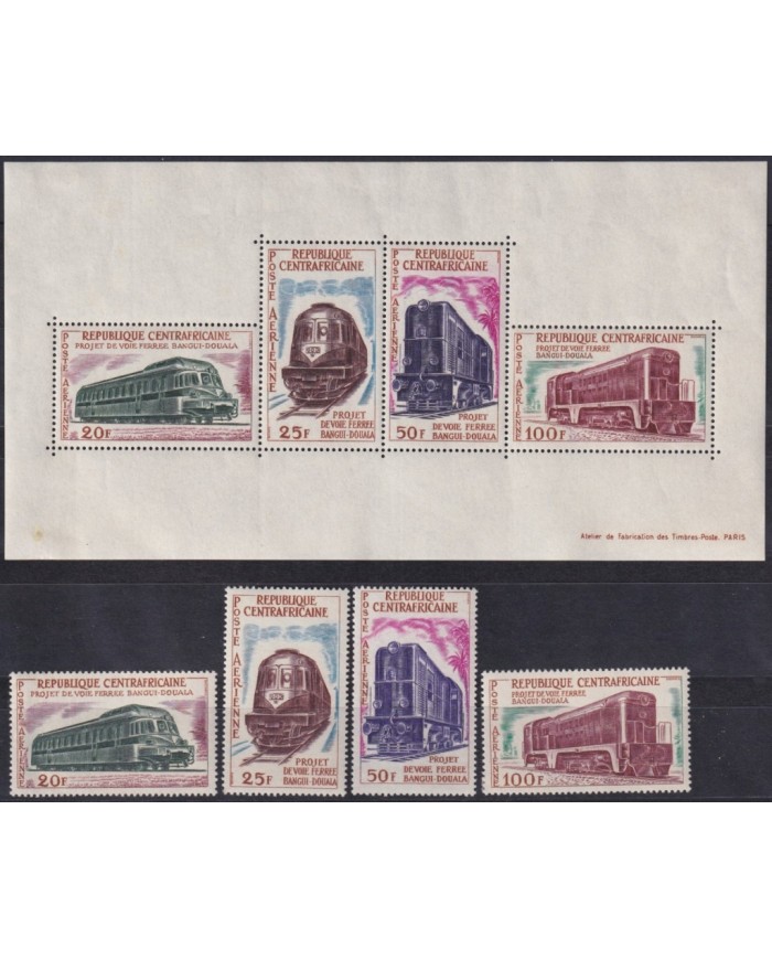F-EX62854 CENTRAL AFRICA MNH-MH 1963 CHEMIS DE FER RAILWAY TRAIN LOCOMOTIVE FERROCARRIL.