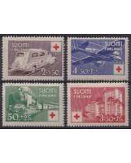 F-EX63288 FINLAND SUOMI MH 1944 RED CROSS SHIP AMBULANCE AIRPLANE RAILWAY TRAIN LOCOMOTIVE FERROCARRIL.